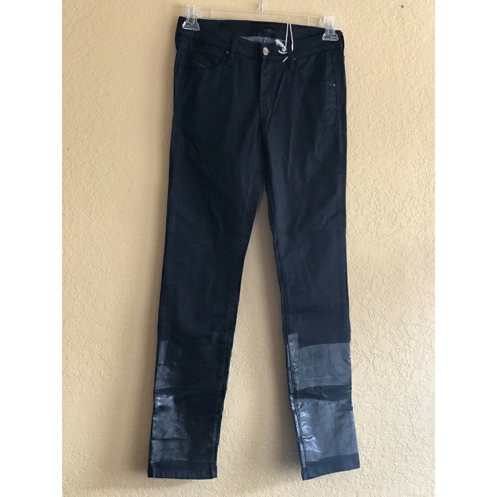 Diesel Black Gold Dark Navy Ceress Leather Jeans - Picture 3 of 12